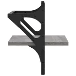 2 db szürke sonoma színű fali polc rúddal 30 x 25 x 30 cm