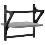 2 db szürke sonoma színű fali polc rúddal 30 x 25 x 30 cm