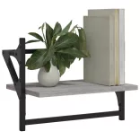 2 db szürke sonoma színű falipolc rúddal 40 x 25 x 30 cm