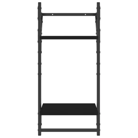 2 db 2 szintes fekete falipolc rúddal 30x25x65 cm