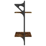 2 db 2 szintes füstös tölgy színű fali polc rúddal 30x25x65 cm