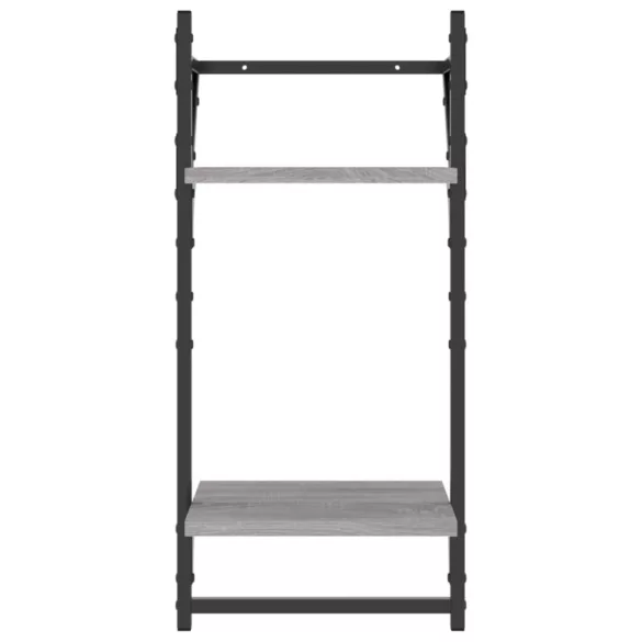 2 db 2 szintes szürke sonoma tölgy falipolc rúddal 30x25x65 cm