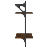 2 db 2 szintes füstös tölgy színű falipolc rúddal 30x25x65 cm