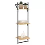 2 db 3 szintes sonoma tölgy színű falipolc rúddal 30x25x100 cm