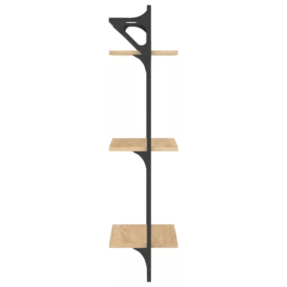 2 db 3 szintes sonoma tölgy színű falipolc rúddal 30x25x100 cm