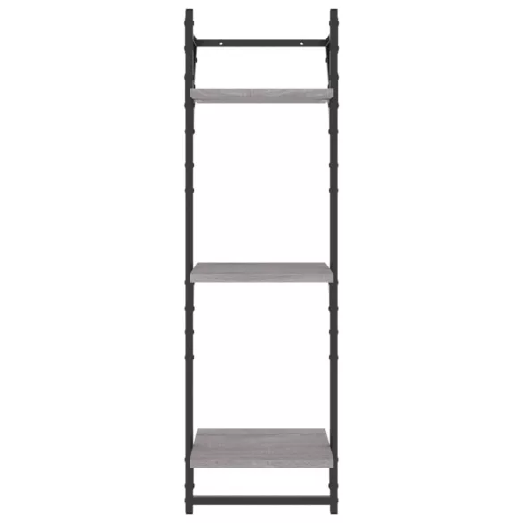 2 db 3 szintes szürke sonoma fali polc rúddal 30 x 25 x 100 cm