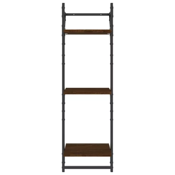 2 db 3 szintes barna tölgy színű fali polc rúddal 30x25x100 cm
