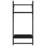 4 részes fekete szerelt fa fali polc szett rúddal