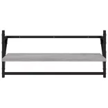 4 részes szürke sonoma színű szerelt fa falipolcszett rúddal