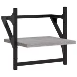 4 részes szürke sonoma színű szerelt fa falipolcszett rúddal