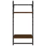 4 részes barna tölgyszínű szerelt fa fali polc szett rúddal