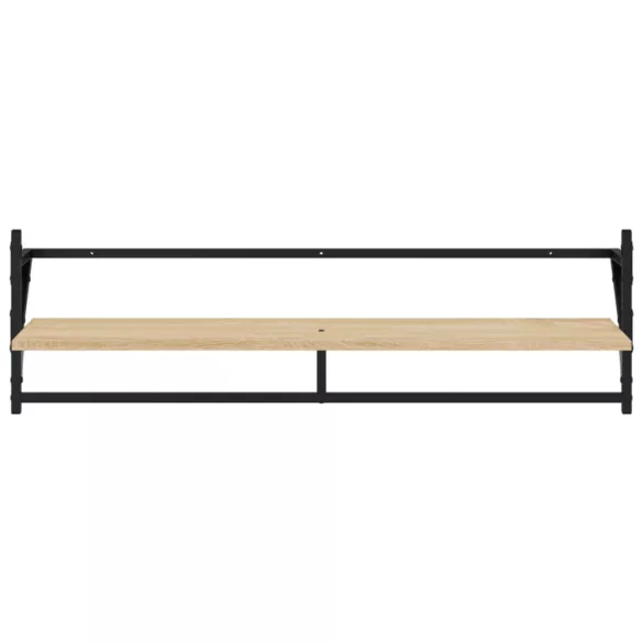 6 részes sonoma tölgy színű szerelt fa fali polc szett rúddal