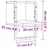 fekete fali polc rúddal 20 x 25 x 30 cm