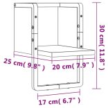 szürke sonoma tölgy színű fali polc rúddal 20 x 25 x 30 cm