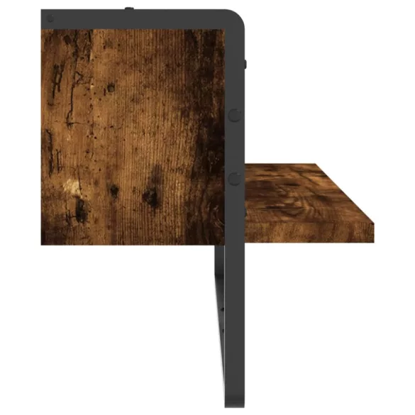 füstös tölgy színű fali polc rúddal 65x25x30 cm