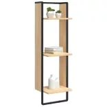 3 szintes sonoma tölgy színű szerelt fa fali polc 30x25x100 cm