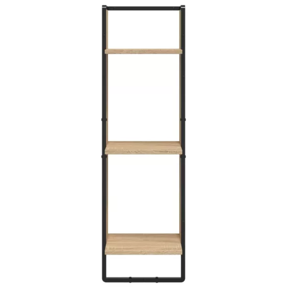 3 szintes sonoma tölgy színű szerelt fa fali polc 30x25x100 cm