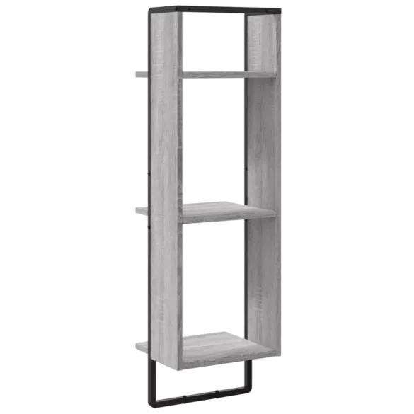 3 szintes szürke sonoma színű szerelt fa fali polc 30x25x100 cm