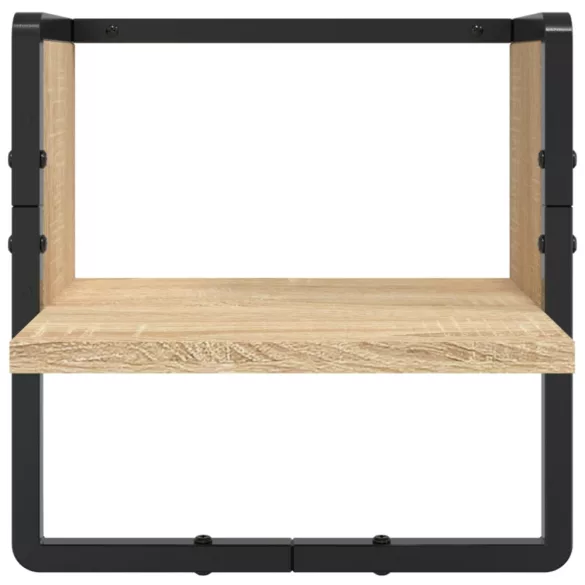 4 részes sonoma tölgy színű szerelt fa fali polc szett rúddal