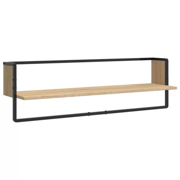 6 részes sonoma tölgy színű szerelt fa fali polc szett rúddal