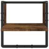 6 részes füstölt tölgy színű szerelt fa fali polc szett rúddal