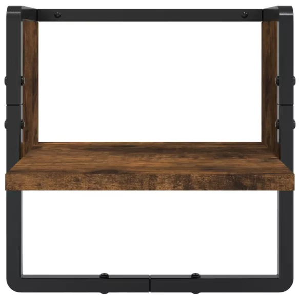 6 részes füstölt tölgy színű szerelt fa fali polc szett rúddal