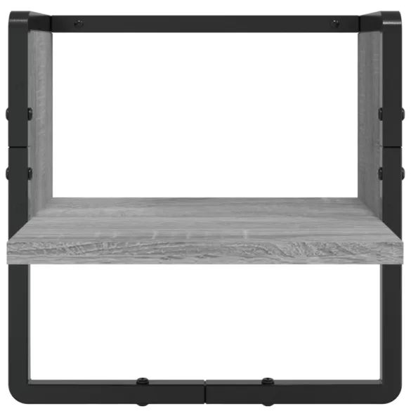 6 részes szürke sonoma színű szerelt fa falipolcszett rúddal