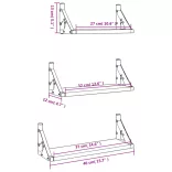3 részes füstölt tölgy színű szerelt fa fali polc szett