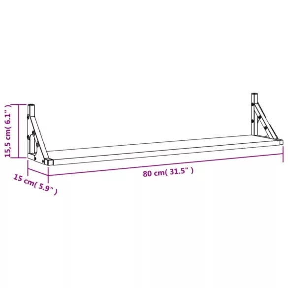 2 db sonoma tölgyfa fali polc 80 x 15 x 15,5 cm