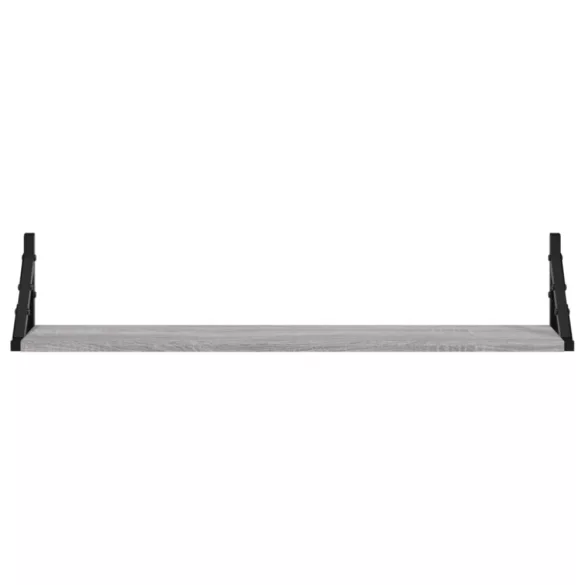 2 db szürke sonoma színű szerelt fa fali polc 80 x 15 x 15,5 cm