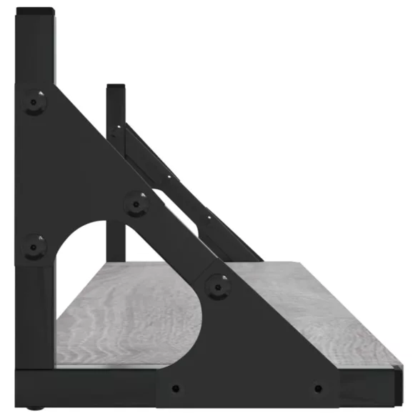 2 db szürke sonoma színű szerelt fa fali polc 80 x 15 x 15,5 cm