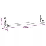 2 db szürke sonoma színű szerelt fa fali polc 80 x 15 x 15,5 cm