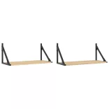 2 db sonoma tölgy színű szerelt fa fali polc 60 x 25 x 25,5 cm