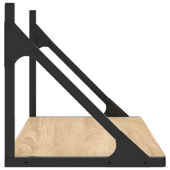 2 db sonoma tölgy színű szerelt fa fali polc 60 x 25 x 25,5 cm