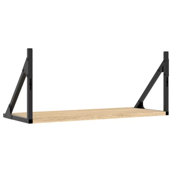 2 db sonoma tölgy színű szerelt fa fali polc 60 x 25 x 25,5 cm