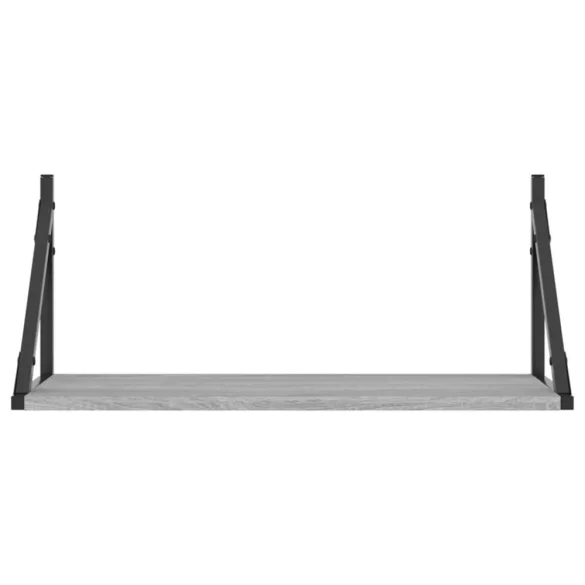 2 db szürke sonoma színű szerelt fa fali polc 60 x 25 x 25,5 cm