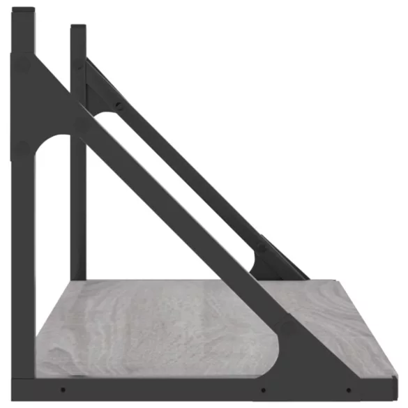 2 db szürke sonoma színű szerelt fa fali polc 60 x 25 x 25,5 cm