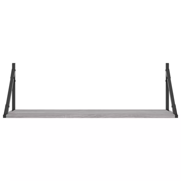 2 db szürke sonoma színű szerelt fa fali polc 80 x 25 x 25,5 cm