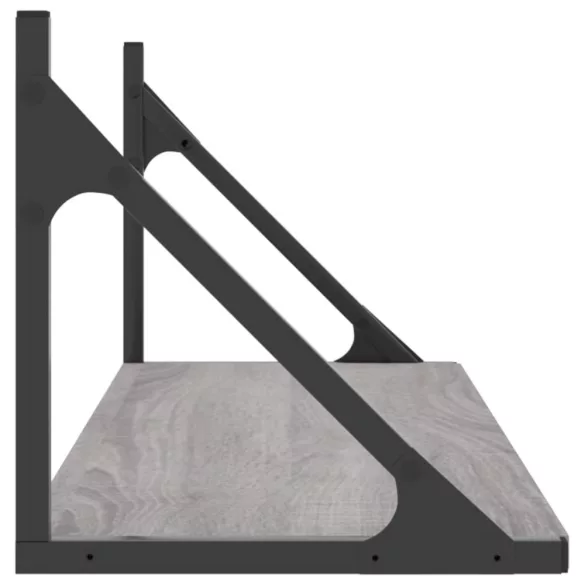2 db szürke sonoma színű szerelt fa fali polc 80 x 25 x 25,5 cm