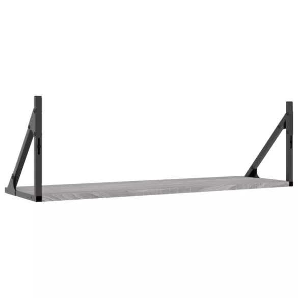 2 db szürke sonoma színű szerelt fa fali polc 80 x 25 x 25,5 cm