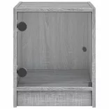 szürke sonoma színű éjjeliszekrény üvegajtóval 35 x 37 x 42 cm