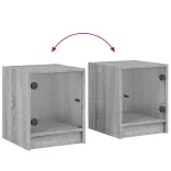 szürke sonoma színű éjjeliszekrény üvegajtóval 35 x 37 x 42 cm