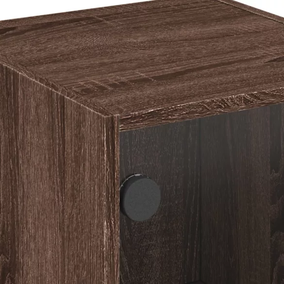 2 db barna tölgy színű éjjeliszekrény üvegajtókkal 35x37x42 cm