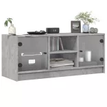 betonszürke TV-szekrény üvegajtókkal 102 x 37 x 42 cm