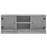 betonszürke TV-szekrény üvegajtókkal 102 x 37 x 42 cm