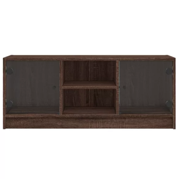 barna tölgyszínű TV-szekrény üvegajtókkal 102 x 37 x 42 cm