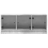 betonszürke TV-szekrény üvegajtókkal 102 x 37 x 42 cm