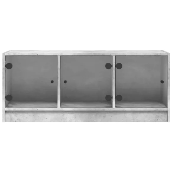 betonszürke TV-szekrény üvegajtókkal 102 x 37 x 42 cm