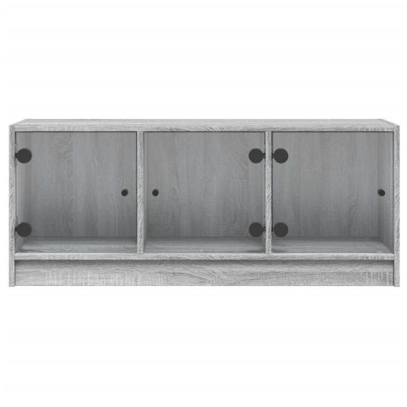 szürke sonoma színű TV-szekrény üvegajtókkal 102 x 37 x 42 cm