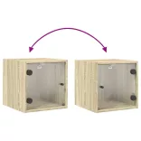 sonoma tölgy színű éjjeliszekrény üvegajtóval 35 x 37 x 35 cm